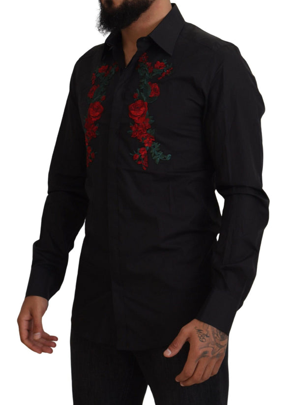 Chemise en coton brodée florale élégante