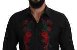 Elegante camisa de algodón bordado floral