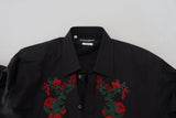 Elegante camisa de algodón bordado floral