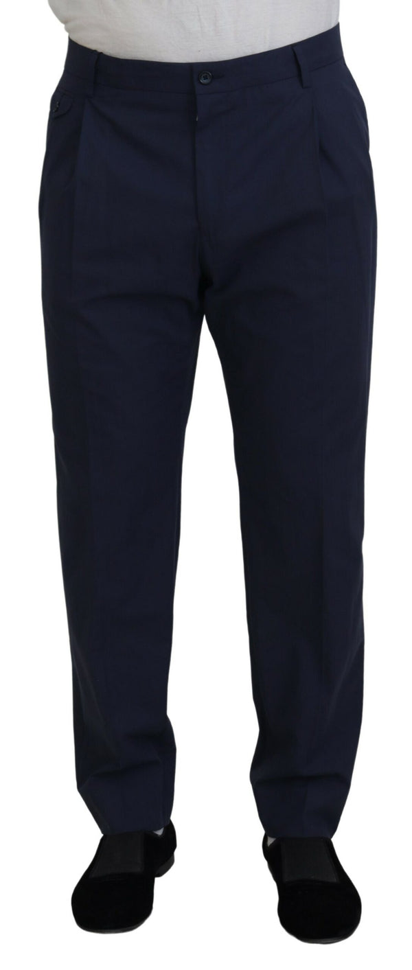 Elegantes pantalones de vestido de chino azul oscuro