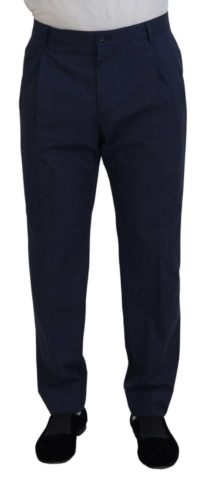 Eleganti pantaloni vestiti in chino blu scuro