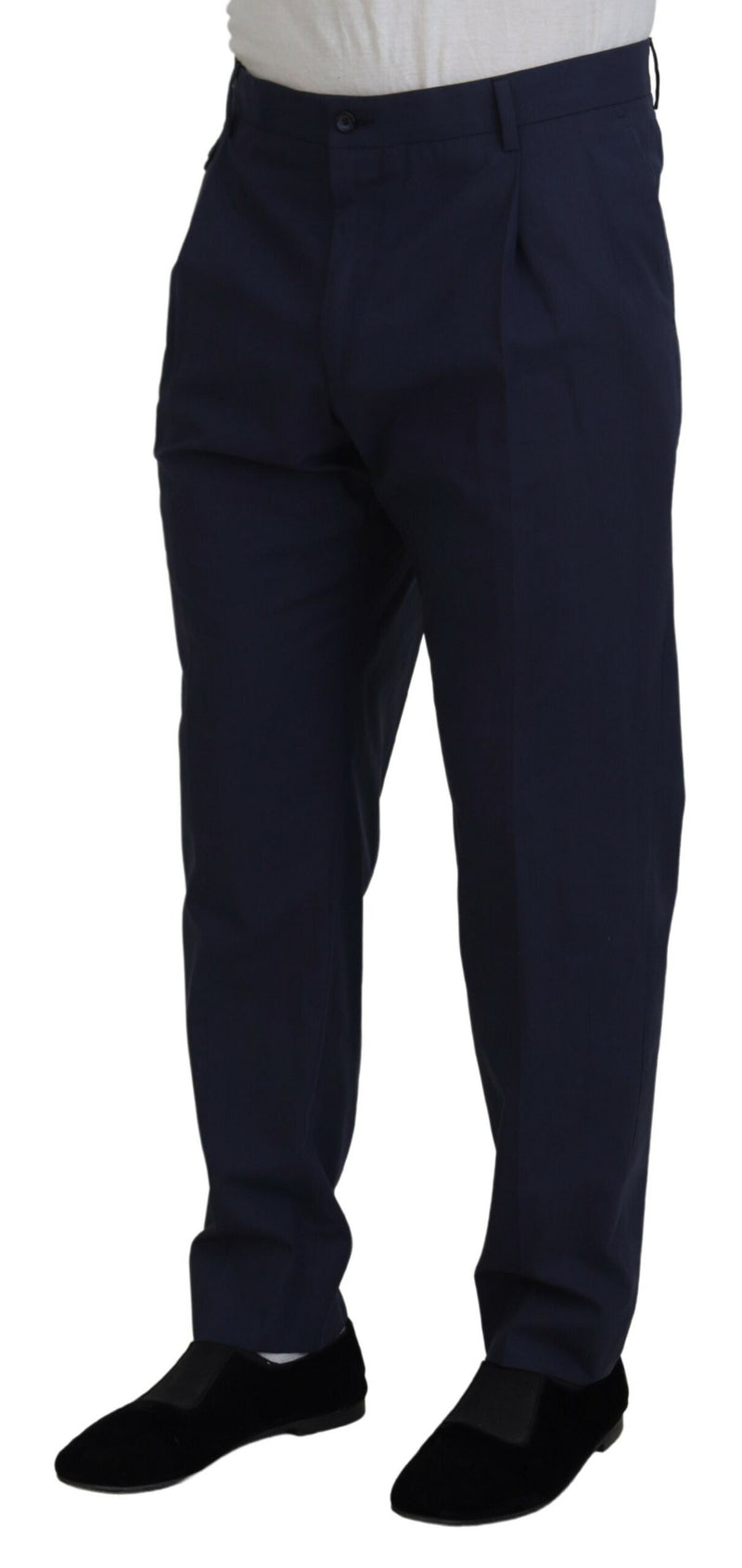 Eleganti pantaloni vestiti in chino blu scuro