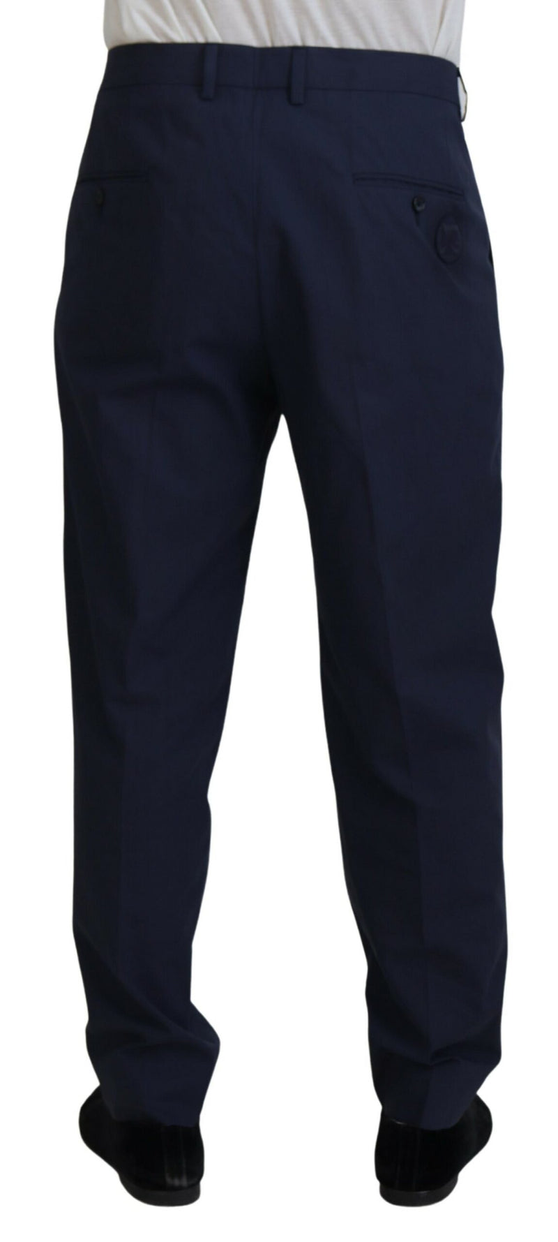 Eleganti pantaloni vestiti in chino blu scuro