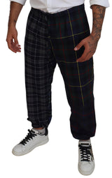 Checkered Wool Blend Jogger Pants