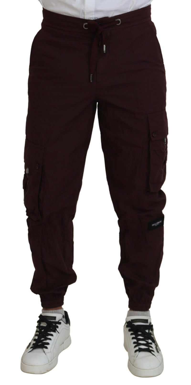 Elegante burgunderfarbene Baumwolljoggerhose