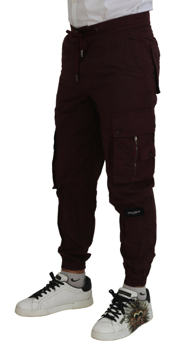 Elegante burgunderfarbene Baumwolljoggerhose