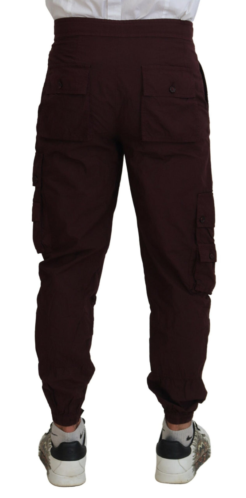 Elegante burgunderfarbene Baumwolljoggerhose