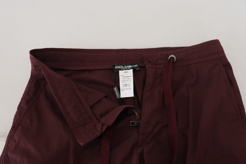 Elegante burgunderfarbene Baumwolljoggerhose