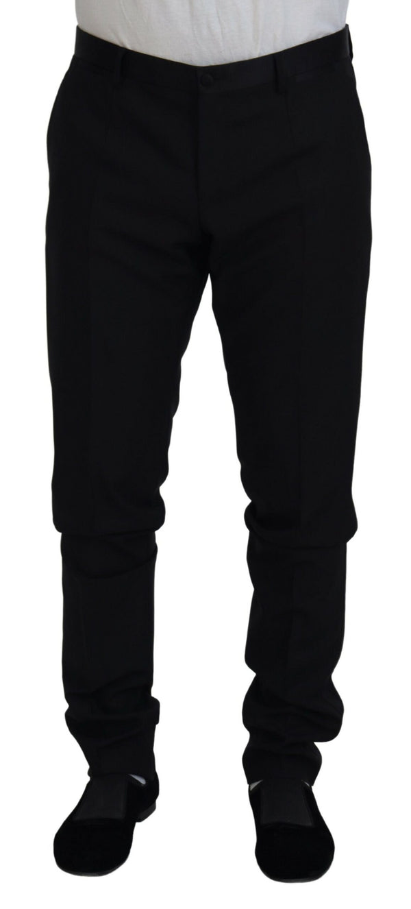 Elegantes pantalones de vestido negro de Virgin Wool Blend