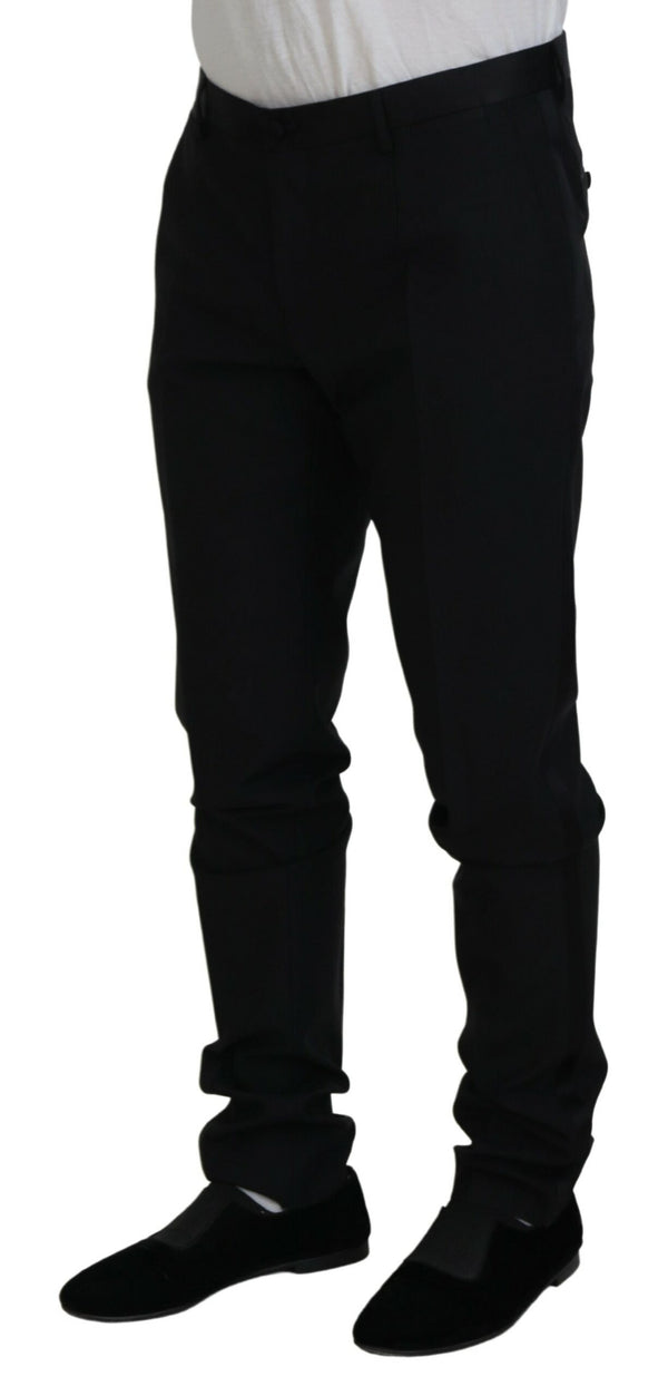 Elegantes pantalones de vestido negro de Virgin Wool Blend