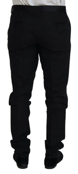 Elegantes pantalones de vestido negro de Virgin Wool Blend