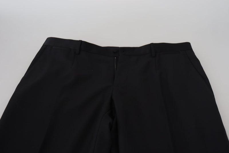 Elegantes pantalones de vestido negro de Virgin Wool Blend