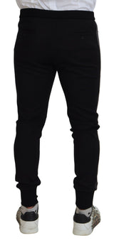 Elegante schwarze Joggerhose in Luxuswollmischung