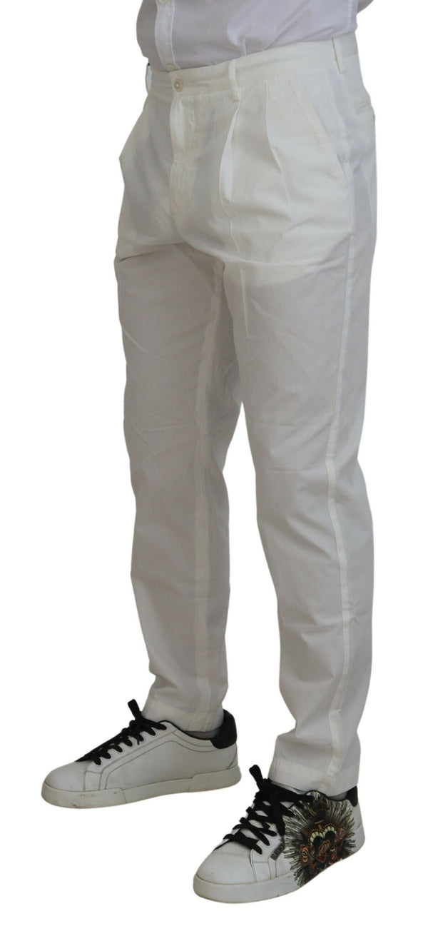 Eleganti pantaloni in chino di cotone bianco