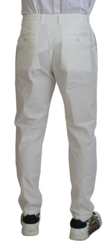 Eleganti pantaloni in chino di cotone bianco