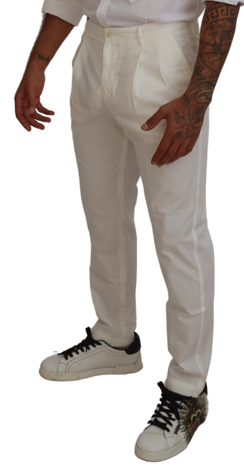 Eleganti pantaloni in chino di cotone bianco