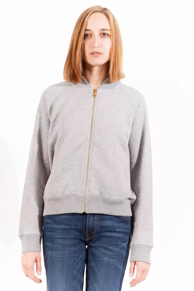 Chic Grey Long Sleeve Reißverschluss Sweatshirt