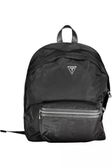 Mochila de nylon negra elegante con compartimento para computadoras portátiles