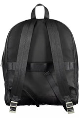 Mochila de nylon negra elegante con compartimento para computadoras portátiles