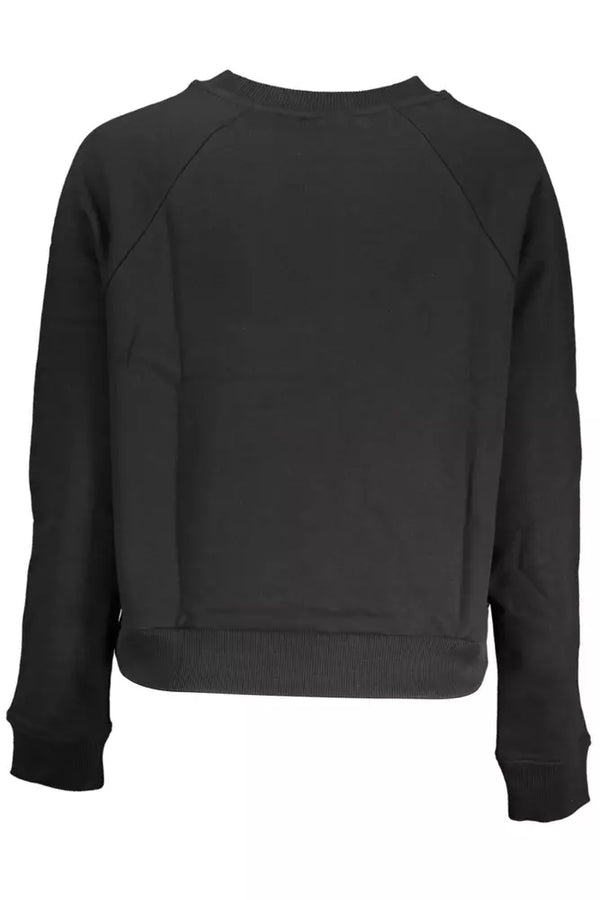 Schlankes schwarzes Baumwoll -Sweatshirt mit Logodruck