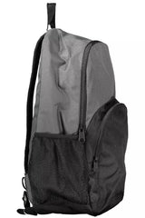 Versatile Gray Urban Backpack with Logo Detail