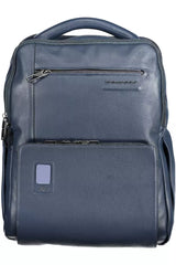 Blue Leather Men Backpack