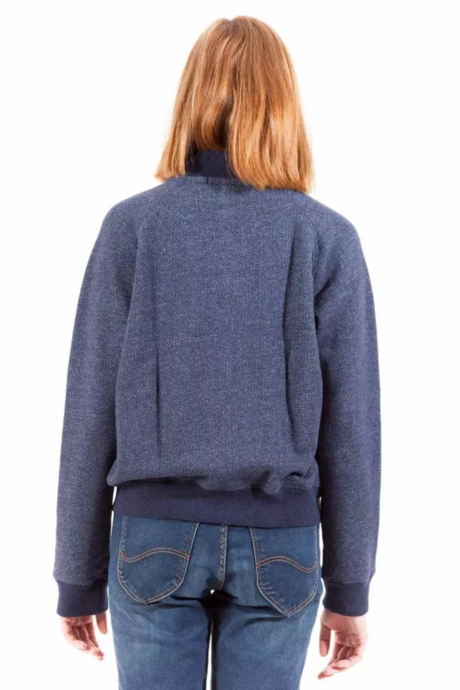 Elegant Long Sleeve Reißverschluss Sweatshirt in Blau