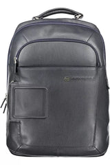 Elegant Blue Mixed-Material Backpack