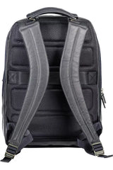 Elegant Blue Mixed-Material Backpack