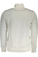 Elegante maglione bianco con zip con ricamo