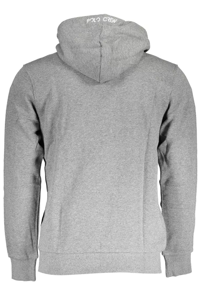 Chic Grey Hooded Sweatshirt mit Stickdetails