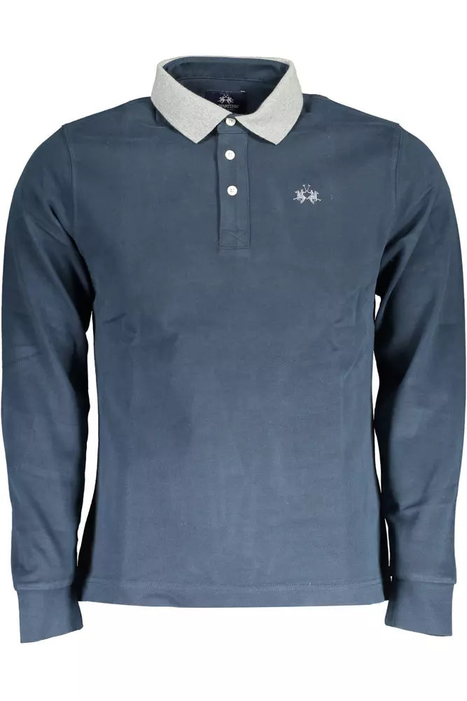 Polo elegante a maniche lunghe blu