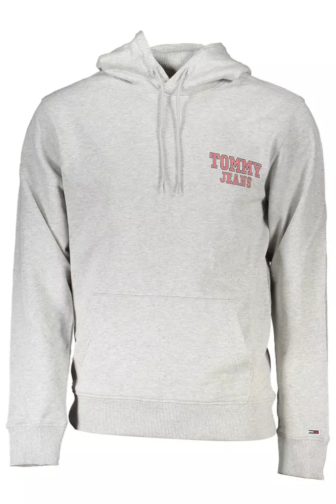 Elegant Gray Cotton Hooded Sweatshirt