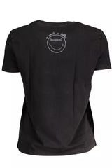 T-shirt en coton à imprimé noir chic avec logo