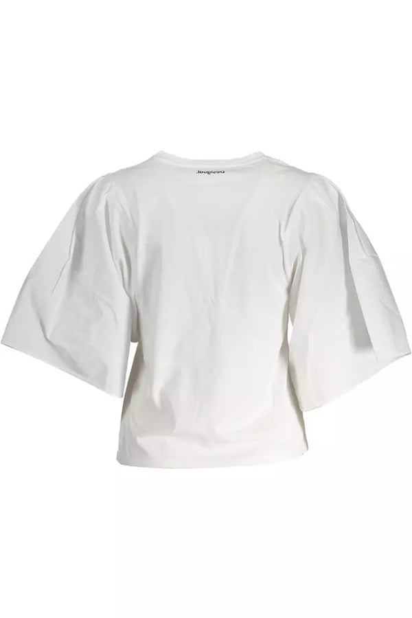 Tee-shirt de logo brodé blanc chic avec manches larges