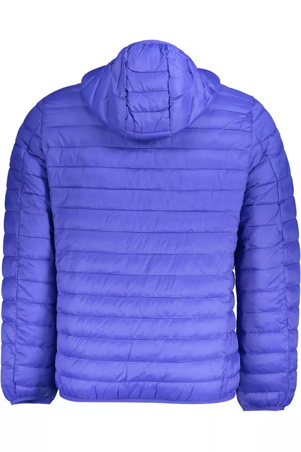 Sleek Blue Polyamide Hooded Jacket