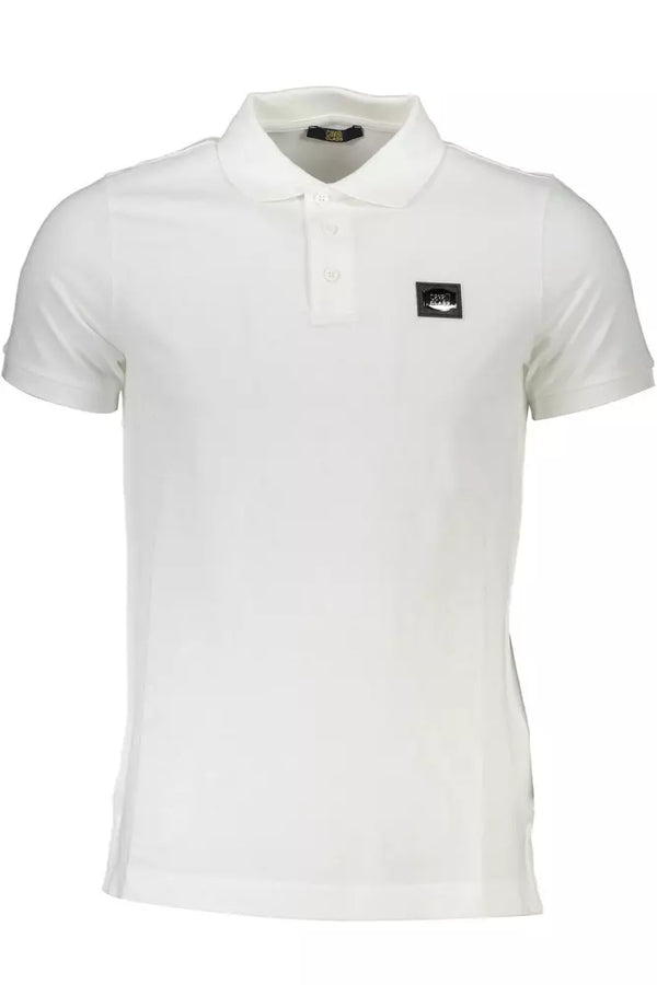 Elegant White Cotton Polo with Logo Detail