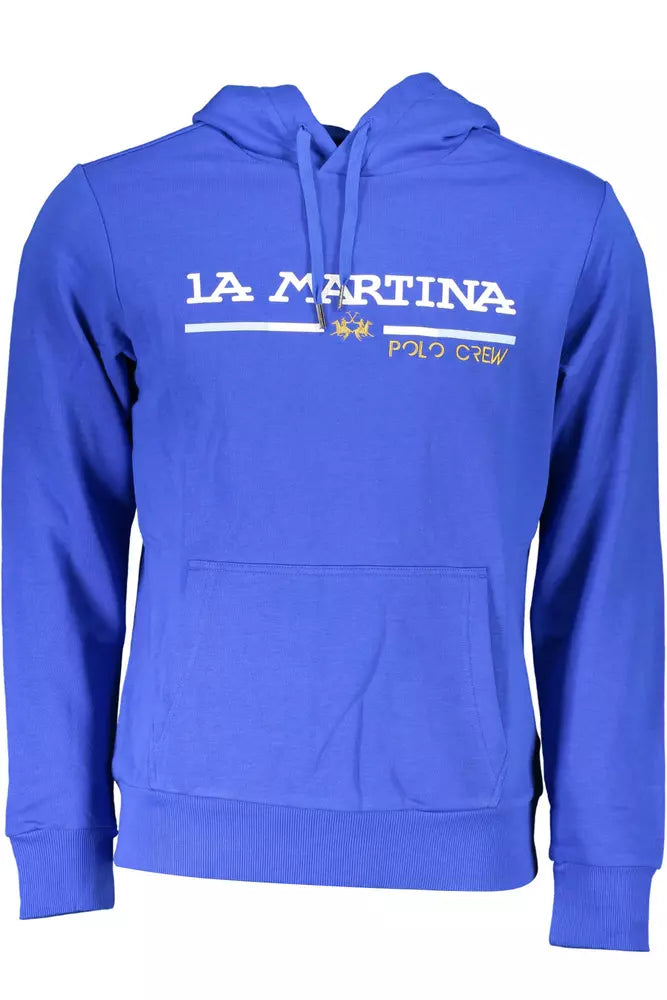 Chic Blue Sticked Kapuzen -Sweatshirt