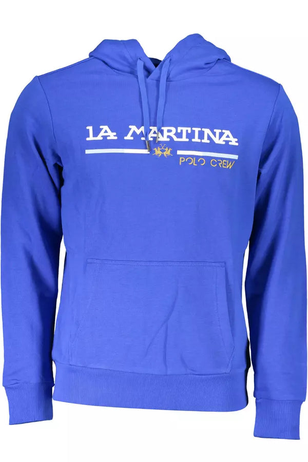 Chic Blue Embroidered Hooded Sweatshirt