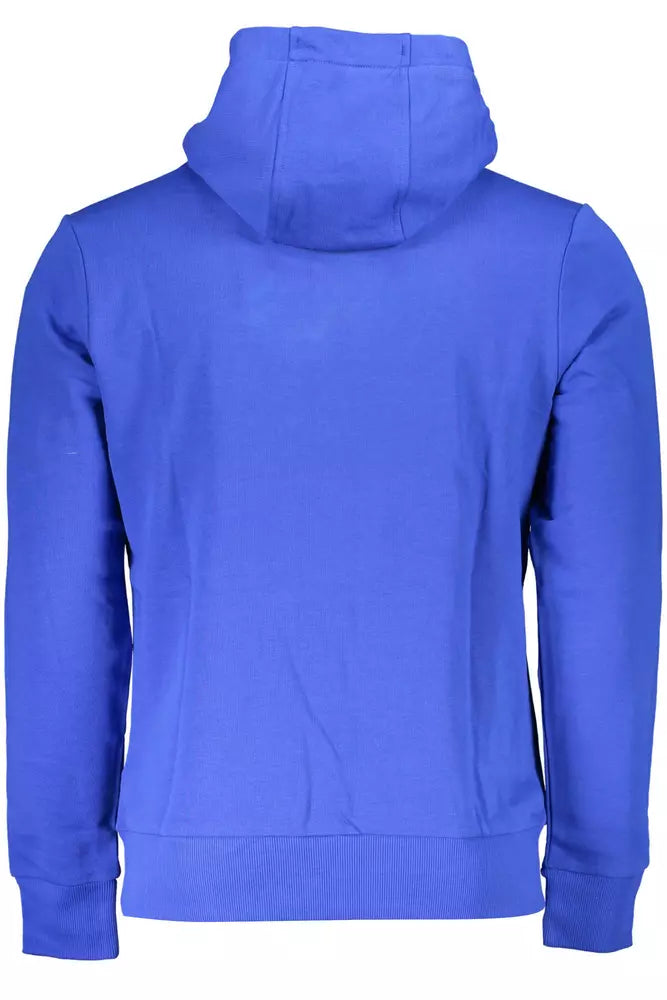 Chic Blue Sticked Kapuzen -Sweatshirt