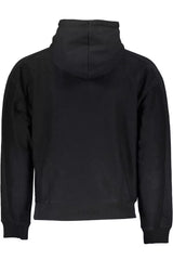 Elegant Black Hooded Sweatshirt with Contrasting Logo