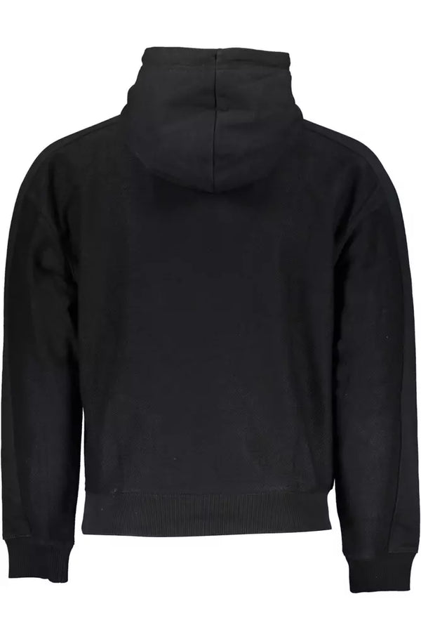 Elegant Black Hooded Sweatshirt with Contrasting Logo