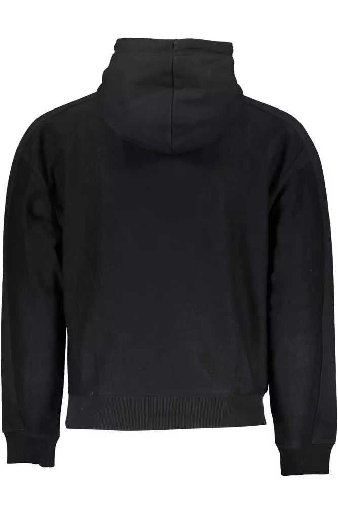 Elegant Black Hooded Sweatshirt with Contrasting Logo