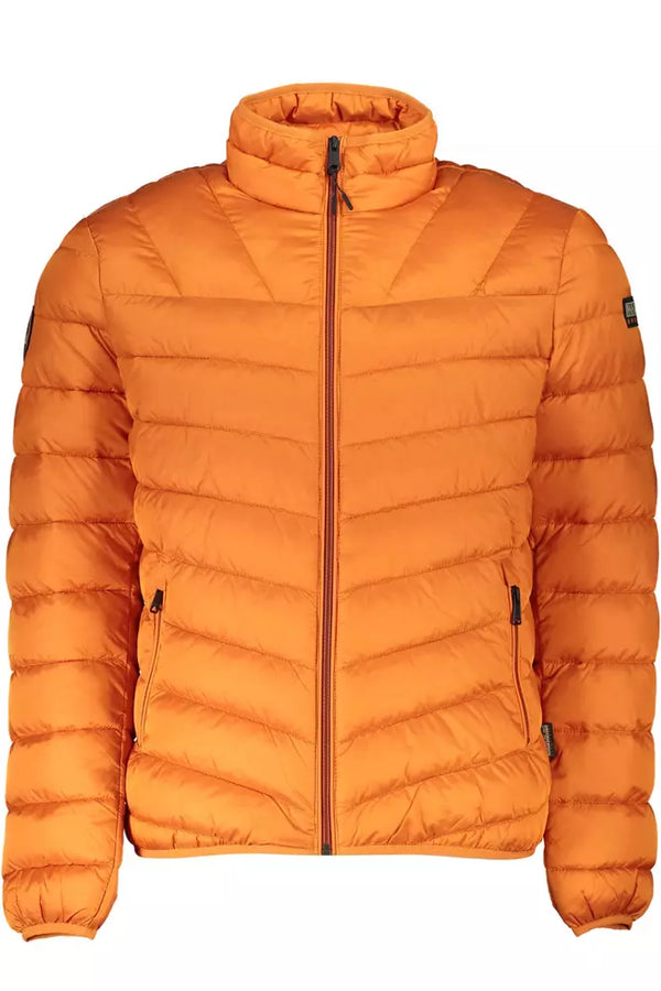 Chic Orange Polyamidjacke mit Taschen