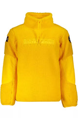 Pull jaune brodé à col chic