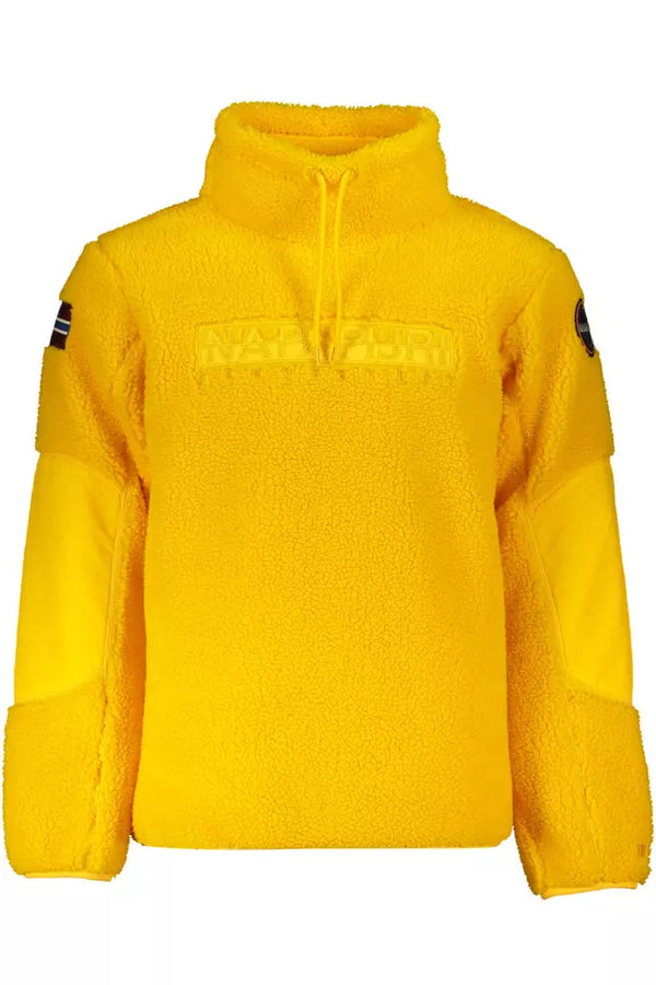 Maglione giallo ricamato dal collo alto chic