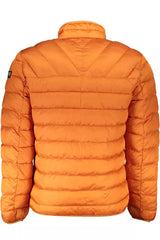 Chic Orange Polyamide Jacket with Pockets