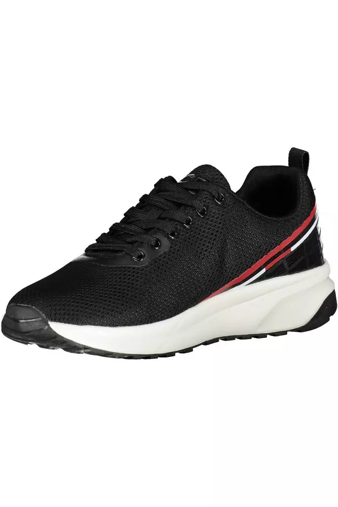 Sleek Black Sports Sneakers con contrastes llamativos