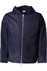 Chic Blue Nylon Jacket with Hood