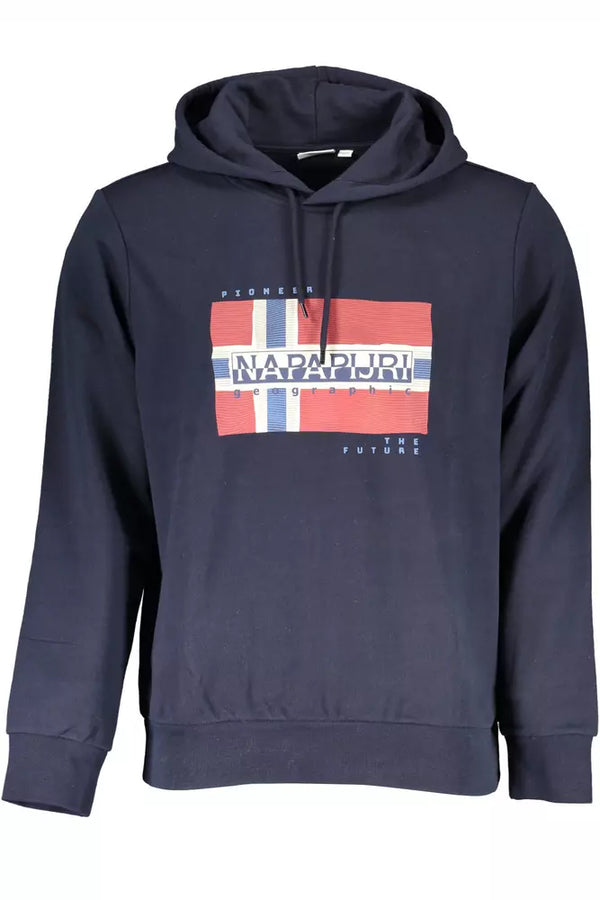 Sweat à capuche en coton bleu avec imprimé logo